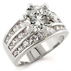 Round Clear CZ Wedding Ring - Size 8