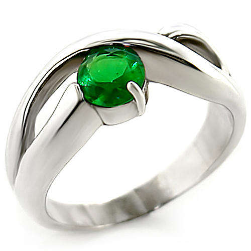 Sterling Silver 1 Carat Emerald CZ Ring - Size 8
