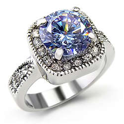 Round Light Amethyst CZ Ring - Size 8