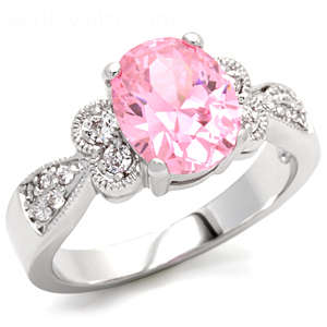 *Pretty Pink* Oval Cut CZ Ring - Size 8