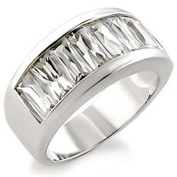 Clear CZ Classic Wedding Band Ring - Size 10
