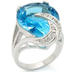 Aquamarine CZ Ring Size 6