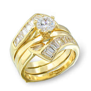 Clear CZ Wedding Ring Set - Size 10