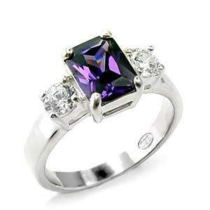 Amethyst CZ Sterling Silver Ring - Size 7