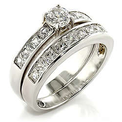 Clear CZ Wedding Ring Set - Size 6 (M)