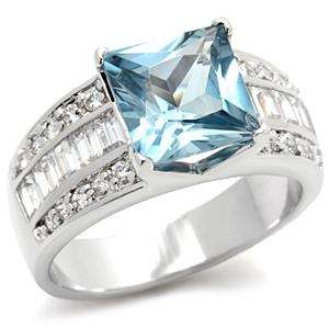 Aquamarine CZ Cocktail Ring - Size 8 *MARCH Birthstone*