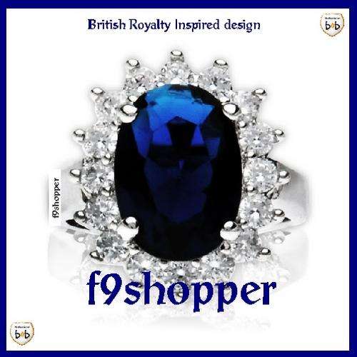 Sappire CZ Ring - BRITISH ROYALTY inspired Design!!! Size 9 (S)