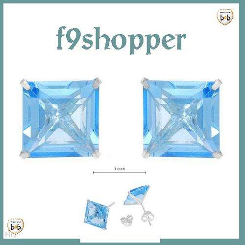 Sterling Silver Studs with Light Blue CZ Stone