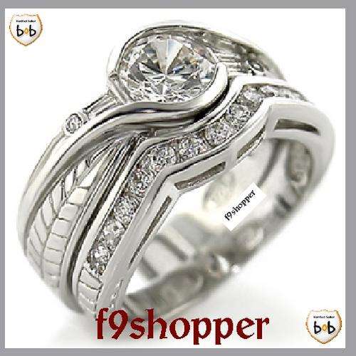 Clear CZ Wedding Ring Set - Size 9 (Equivalent to S)