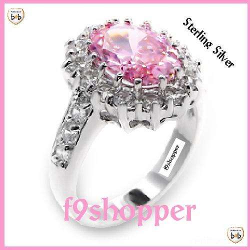 Sterling Silver Ring with Pink CZ - Size 9 (S)