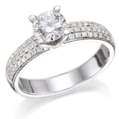 BEAUTIFUL1.20 CTS DIAMOND RING IN 14KT WHITE GOLD