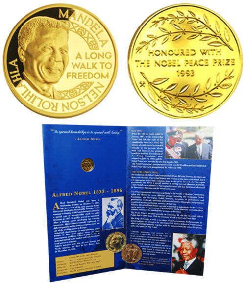 Mandela 1/10oz Nobel Peace Gold Medallion