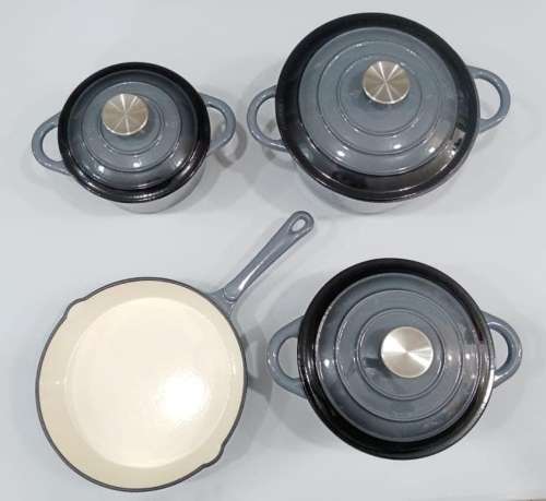 7 Piece Cast Iron Pot Set and 12 Piece Silicone Utensil Set