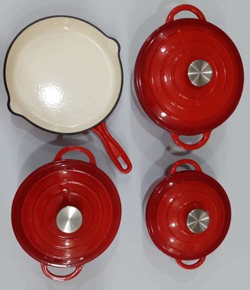 7 Piece Cast Iron Pot Set and 12 Piece Silicone Utensil Set