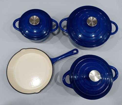 7 Piece Cast Iron Pot Set and 12 Piece Silicone Utensil Set