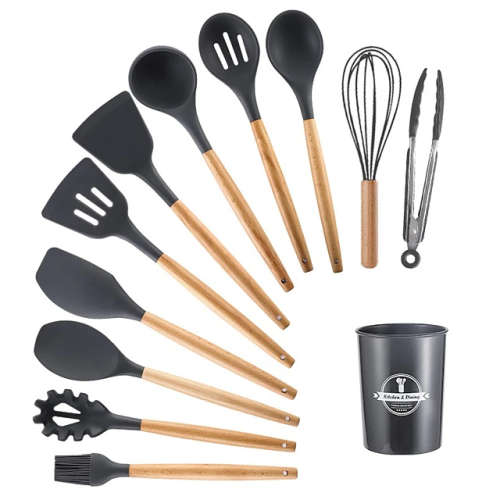 7 Piece Cast Iron Pot Set and 12 Piece Silicone Utensil Set