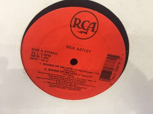 Rick Astley - Giving Up On Love - U.S. 12` LP