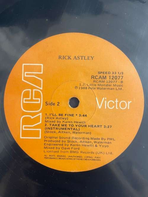 Rick Astley - Take me to your heart - LP