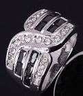 White Gold 18K Black Sapphire Ring size 8