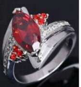 18K White Gold Red Garnet Ring