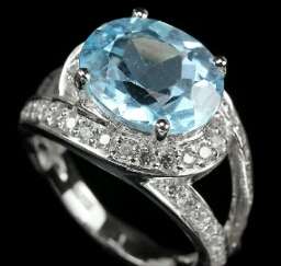 Natural AAA Sky Blue Topaz Ring Size 6.50