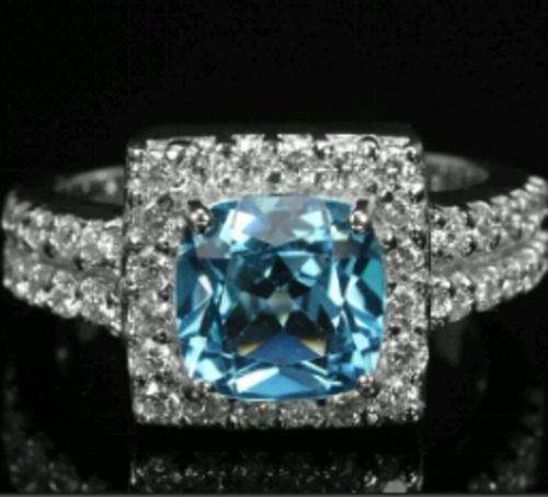 Natural AAA Swiss Blue Topaz  Ring size 7