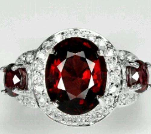 Natural AAA Dark Orange Red Garnet Ring size 6.25