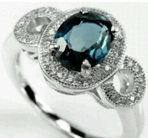 Natural Londen   Blue Topaz          Ring Size 7.25