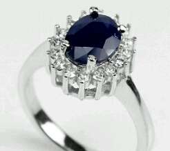Natural Deep Blue Sapphire  Ring          Size 7.75