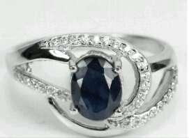 Natural Deep Blue Sapphire  Ring          Size 8