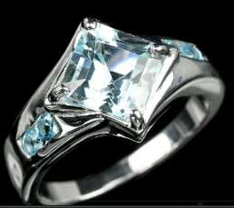Natural AAA Sky Blue Topaz Ring Size 8