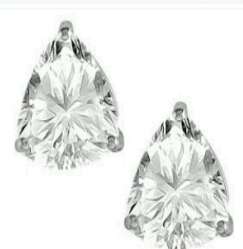 GENUINE 1.10 CT WHITE TOPAZ PLATINUM OVER 0,925 SILVER EARINGS