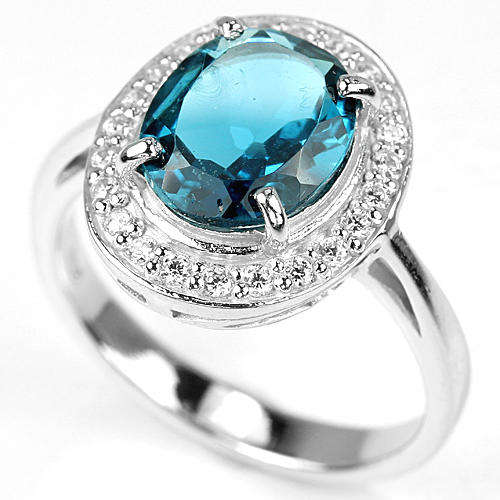 FREE SHIPPING ON THIS RING Natural Londen Blue Topaz Ring size 7