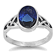 Blue Sapphire Sterling Silver Ring size 7