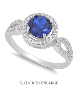 Blue Sapphire  Sterling Silver Ring    size 7