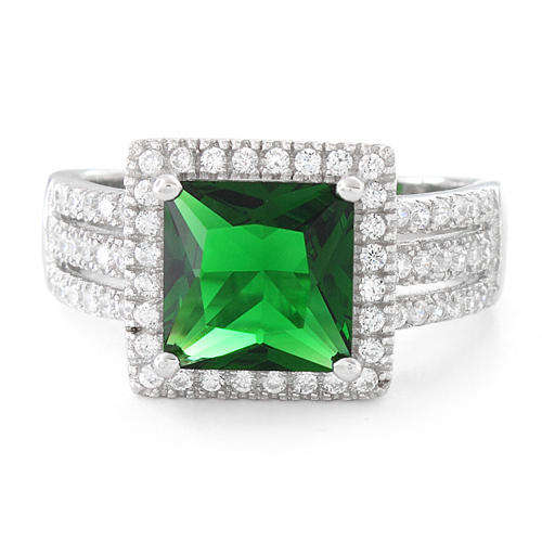 Emerald Sterling Silver Ring   size 6