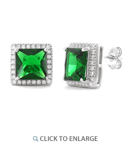 EMERALD STERLING SILVER EARINGS