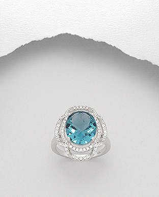 Stunning solid sterling Deep Sky Blue Topaz Ring size 9