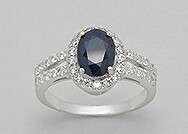 Solid Sterling silver BLUE SAPPHIRE RING Size 7