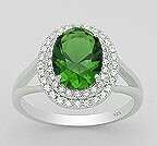 Stunning solid sterling     Emerald   Ring      size 6