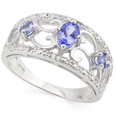 GEORGEOUS 0.73 CT GENUINE TANZANITE & DIAMOND  RING      SIZE 7