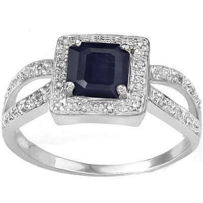 Captivating 0.71Ct Genuine Sapphire Sterling Silver Ring with Platinum Coat.    size 8