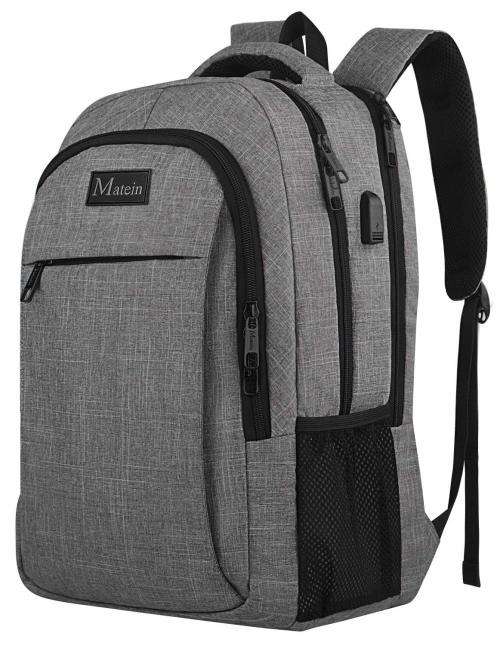 Matein Laptop Backpack with USB Charging Port, Water Resistant & Anti-Theft. Fits 15.6" Laptop