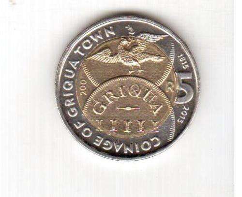 Coinage Of Griqua Town Rand 5. 1815 to 2015. Condition EF. See scans and pics for details