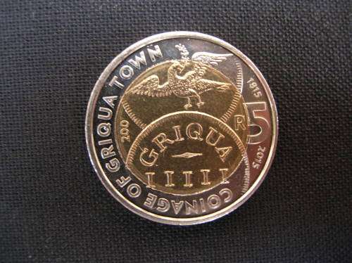 Coinage Of Griqua Town Rand 5. 1815 to 2015. Condition EF. See scans and pics for details