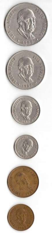 South African coins SET of 1982 coins, circulated, condition as per scans