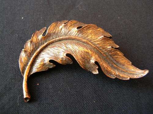 Vintage Leaf Copper brooch, condition excellent, see pics for details