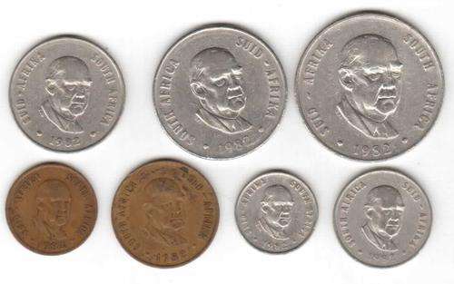 Lot of  coins 1cent to 1Rand, 1982 President Balthazar Johannes Vorster, condition as per scans
