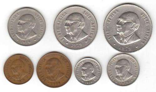 Lot of  coins 1cent to 1Rand, 1979 President NicolaasJohannes Diederichs, condition as per scans