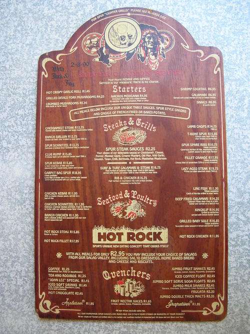 Old Spur Steak Ranches Menu "Silver Canyon Spur" dd 02-03-90, Condition good see pics and Disc.